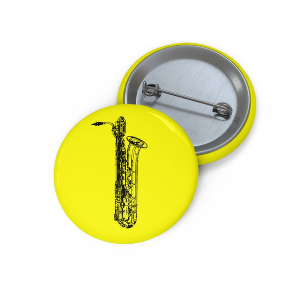 Baritone Saxophone Silhouette - Yellow Pin Buttons