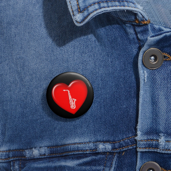 Alto Saxophone + Heart - Pin Buttons