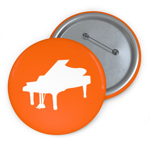 Piano Silhouette - Orange Pin Buttons