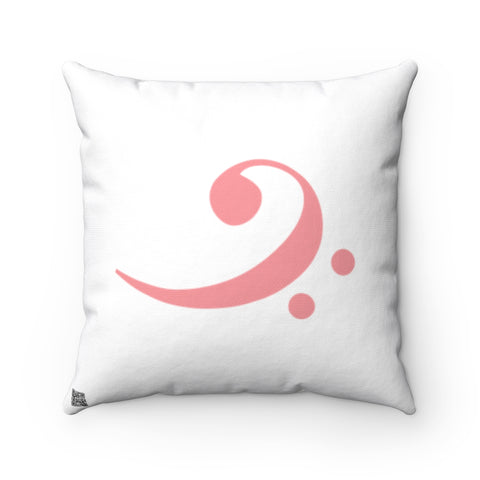 Bass Clef Square Pillow - Diagonal Pink Silhouette