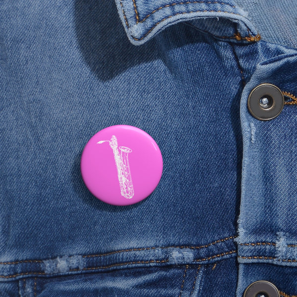 Baritone Saxophone Silhouette - Pink Pin Buttons