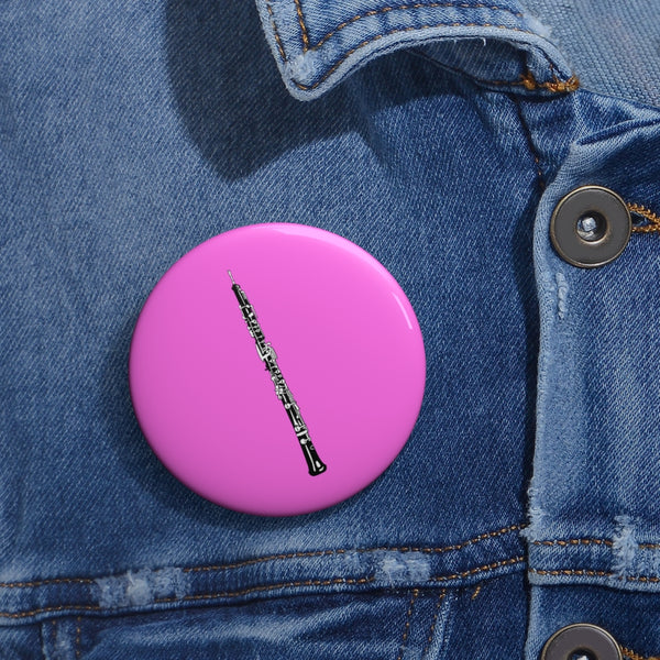 Oboe Silhouette - Pink Pin Buttons