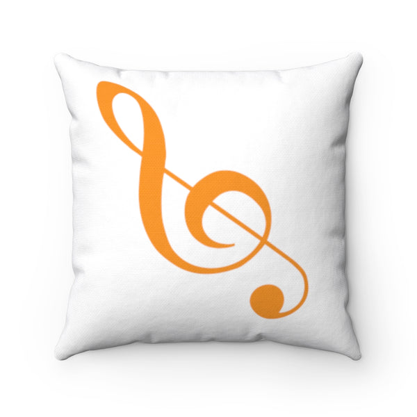 Treble Clef Square Pillow - Diagonal Orange Silhouette