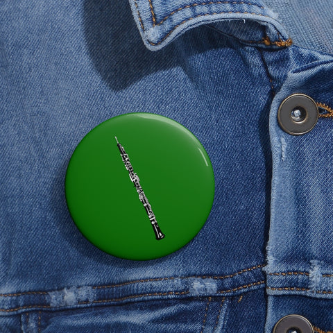 Oboe Silhouette - Green Pin Buttons