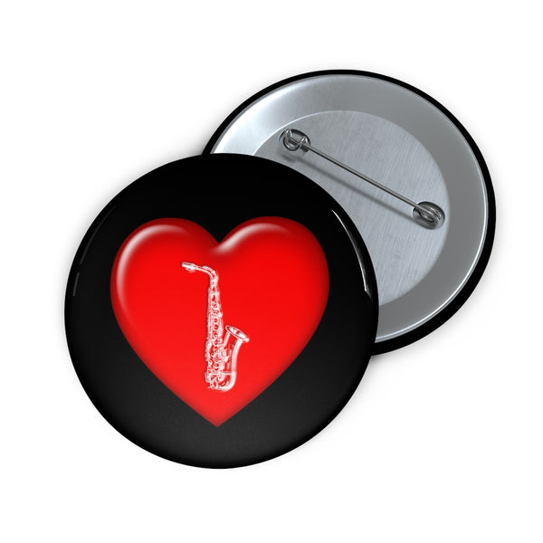 Alto Saxophone + Heart - Pin Buttons