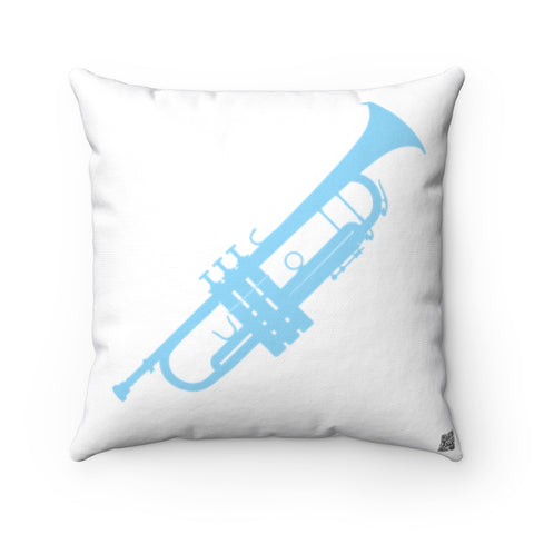 Trumpet Square Pillow - Diagonal Aqua Silhouette