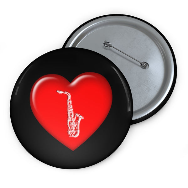 Alto Saxophone + Heart - Pin Buttons