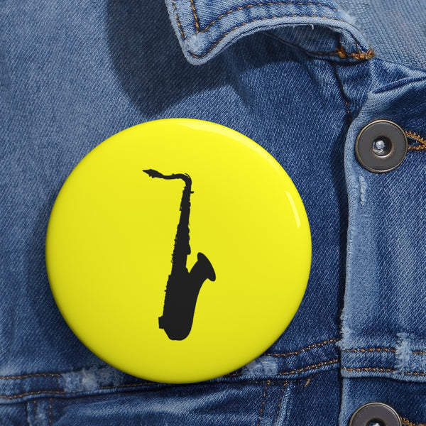 Tenor Saxophone Silhouette - Yellow Pin Buttons