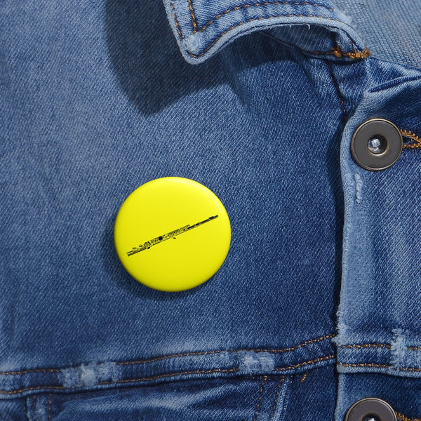 Flute Silhouette - Yellow Pin Buttons