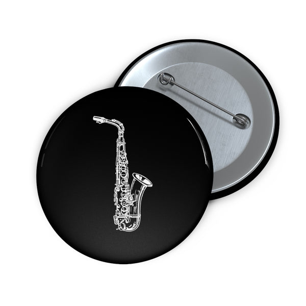 Alto Saxophone Silhouette - Black Pin Buttons