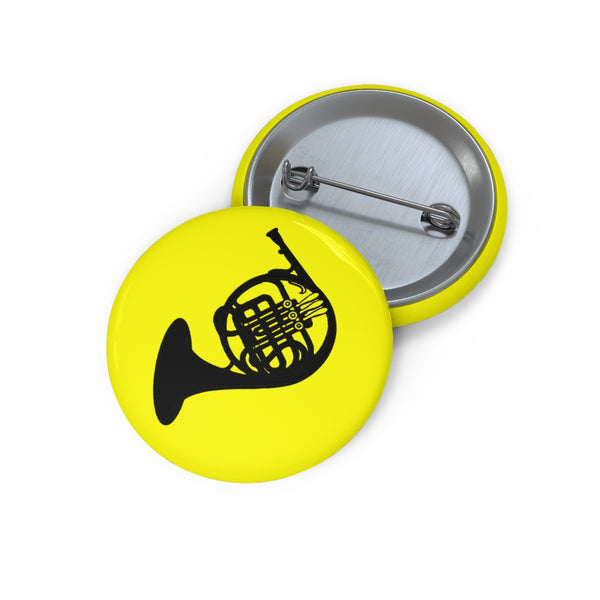 French Horn Silhouette - Yellow Pin Buttons