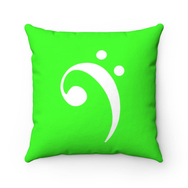 Bright Green Bass Clef Square Pillow - Diagonal Silhouette