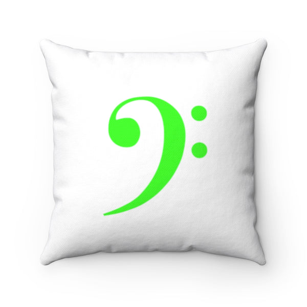 Bass Clef Square Pillow - Bright Green Silhouette