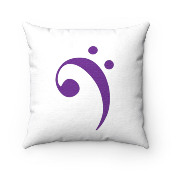 Bass Clef Square Pillow - Diagonal Purple Silhouette