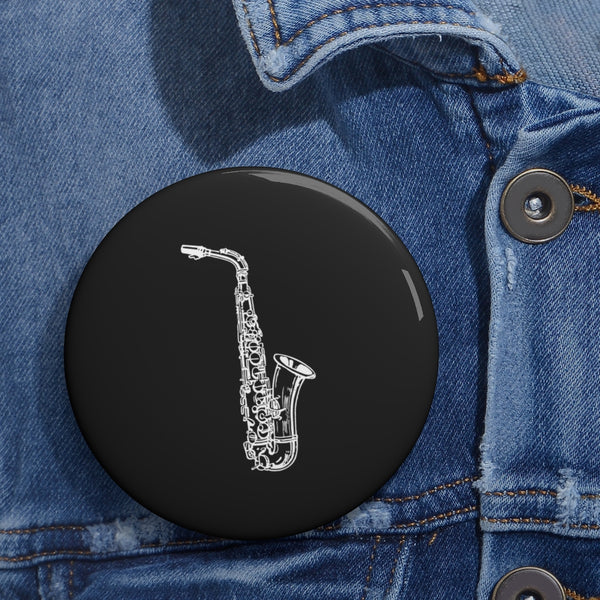 Alto Saxophone Silhouette - Black Pin Buttons