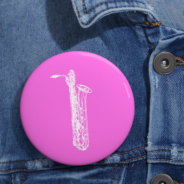 Baritone Saxophone Silhouette - Pink Pin Buttons