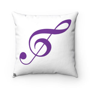 Treble Clef Square Pillow - Diagonal Purple Silhouette