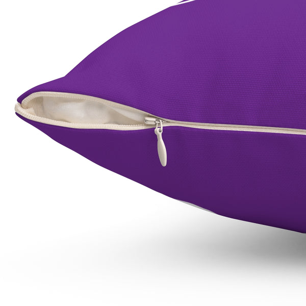 Purple Treble Clef Square Pillow - Diagonal White Silhouette