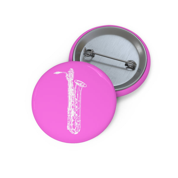 Baritone Saxophone Silhouette - Pink Pin Buttons