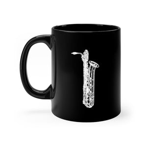Baritone Saxophone Silhouette - Black 11oz mug