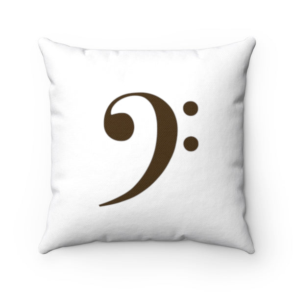 Bass Clef Square Pillow - Brown Silhouette