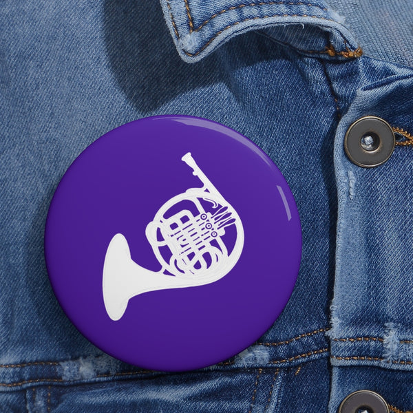 French Horn Silhouette - Purple Pin Buttons