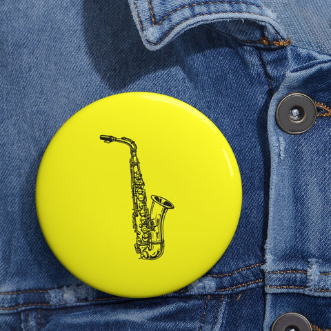 Alto Saxophone Silhouette - Yellow Pin Buttons