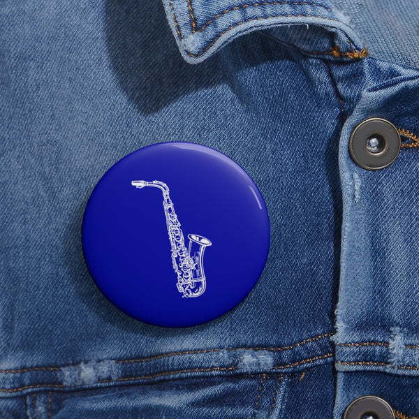 Alto Saxophone Silhouette - Blue Pin Buttons