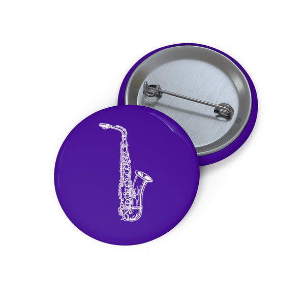Alto Saxophone Silhouette - Purple Pin Buttons