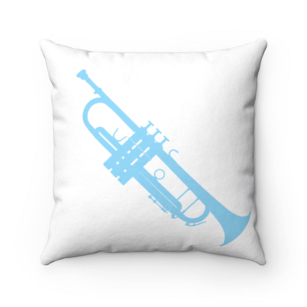 Trumpet Square Pillow - Diagonal Aqua Silhouette