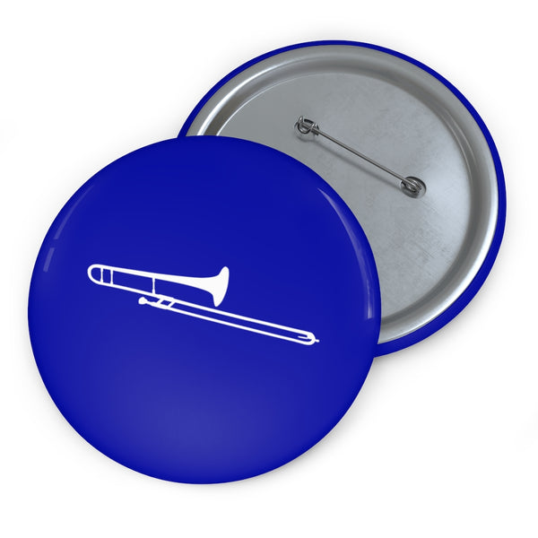 Trombone Silhouette - Blue Pin Buttons