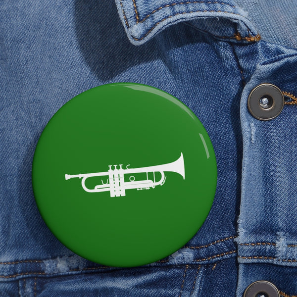 Trumpet Silhouette - Green Pin Buttons