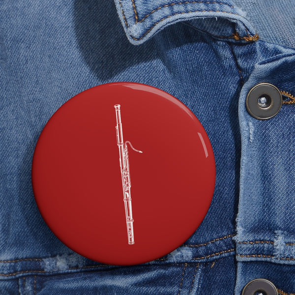 Bassoon Silhouette - Red Pin Buttons