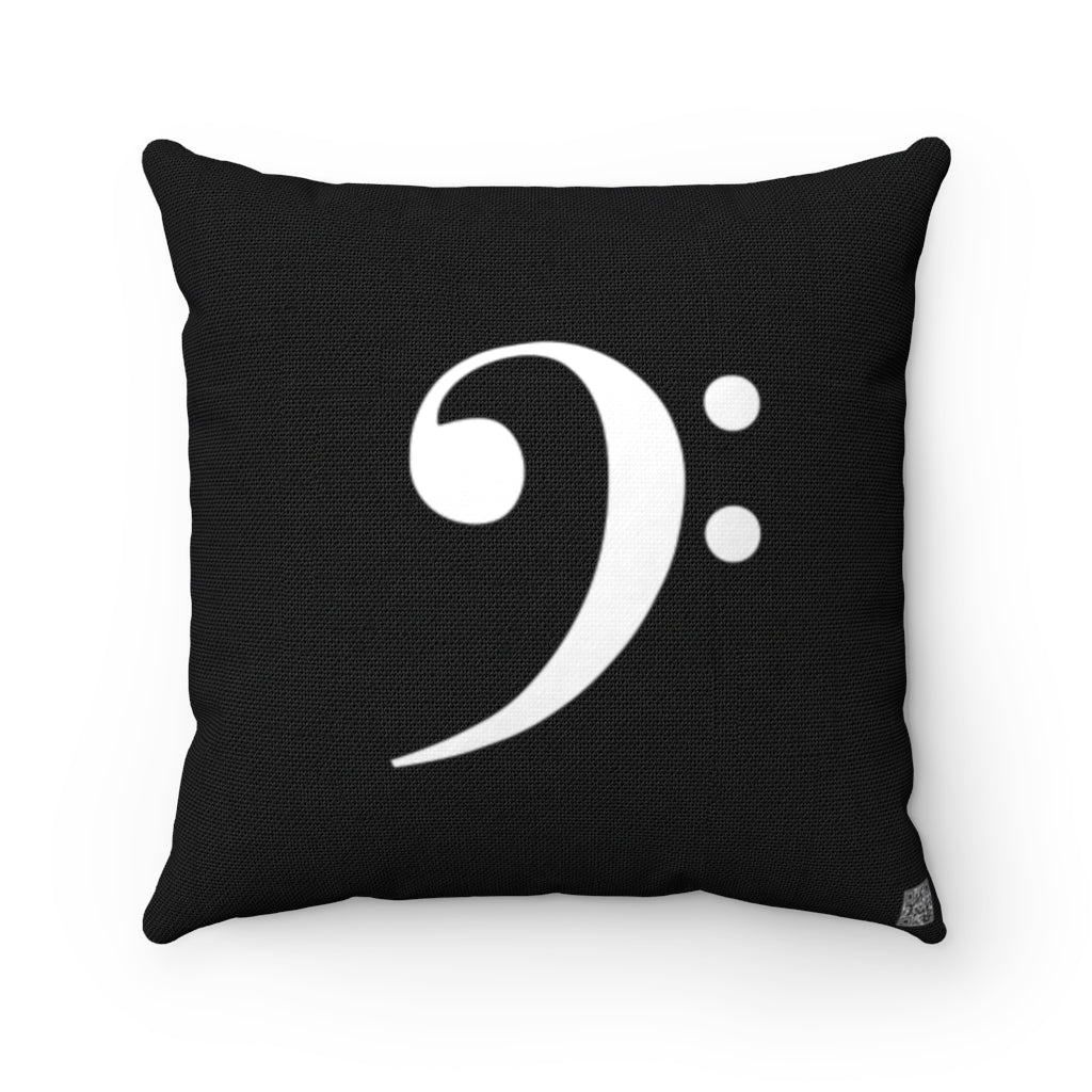 Black Bass Clef Square Pillow - White Silhouette