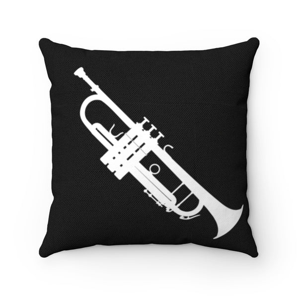 Black Trumpet Square Pillow - Diagonal Silhouette