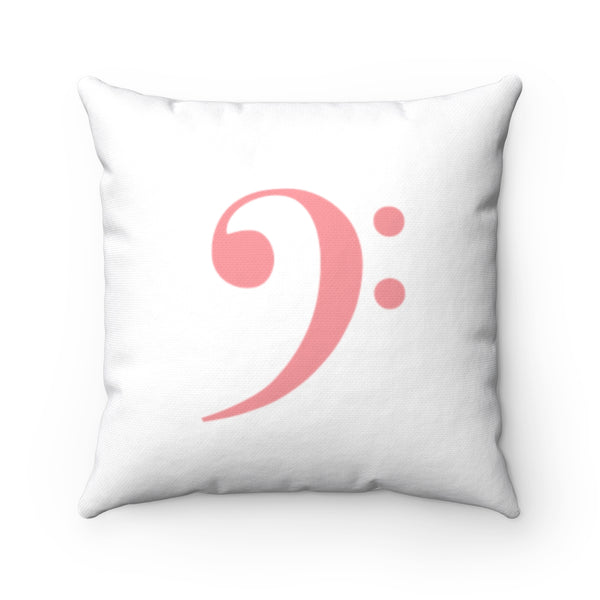 Bass Clef Square Pillow - Pink Silhouette