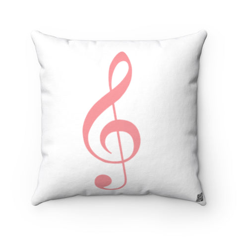 Treble Clef Square Pillow - Pink Silhouette
