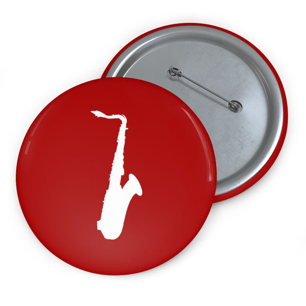Tenor Saxophone Silhouette - Red Pin Buttons