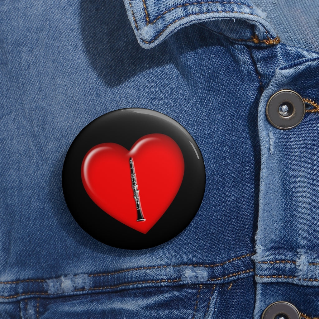 Clarinet + Heart - Pin Buttons