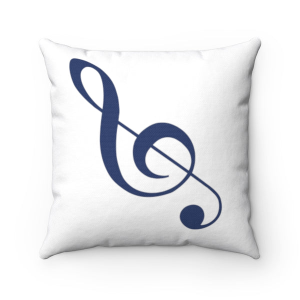 Treble Clef Square Pillow - Diagonal Navy Silhouette