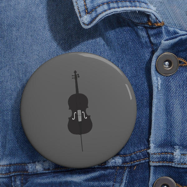 Cello Silhouette - Grey Pin Buttons