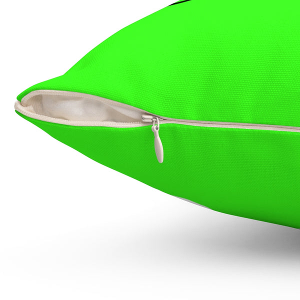 Bright Green Treble Clef Square Pillow - Diagonal Silhouette