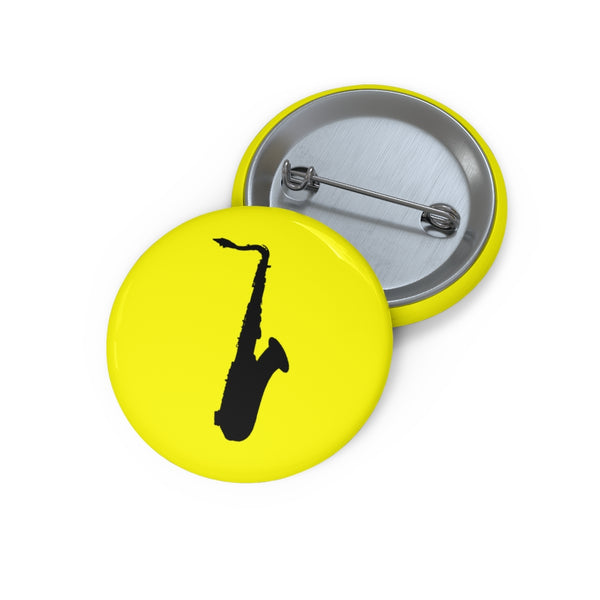 Tenor Saxophone Silhouette - Yellow Pin Buttons