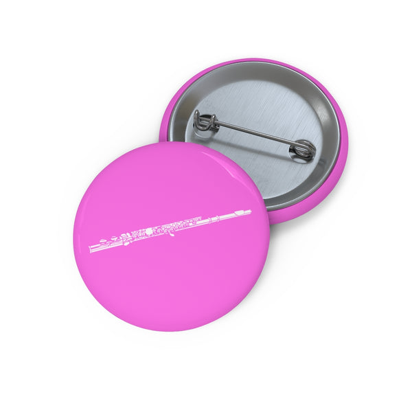Flute Silhouette - Pink Pin Buttons