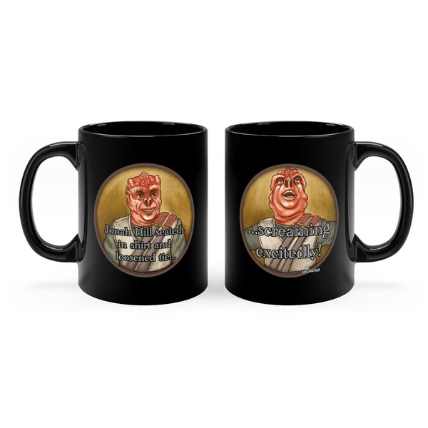 Jonah Hill Excited - Black 11oz mug