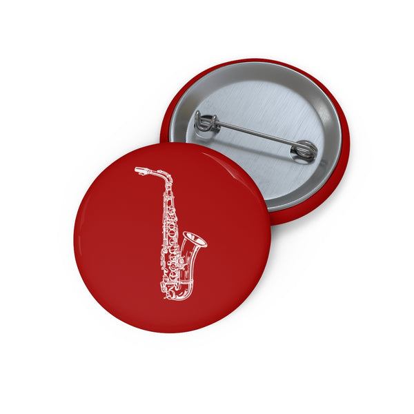 Alto Saxophone Silhouette - Red Pin Buttons