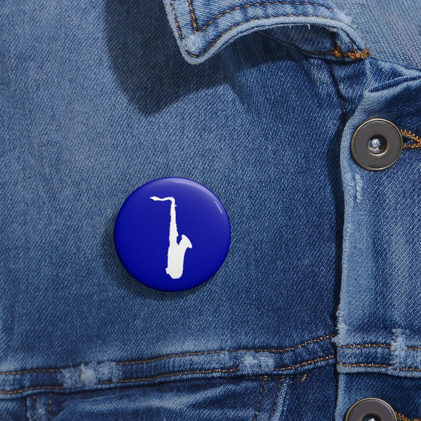 Tenor Saxophone Silhouette - Blue Pin Buttons