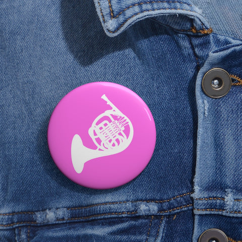 French Horn Silhouette - Pink Pin Buttons