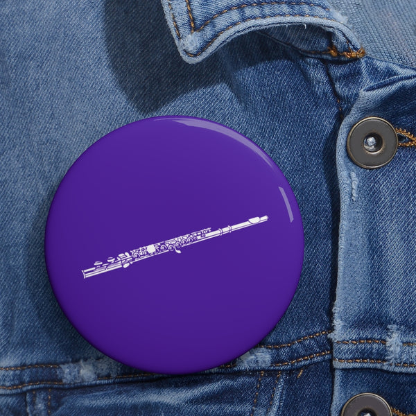 Flute Silhouette - Purple Pin Buttons