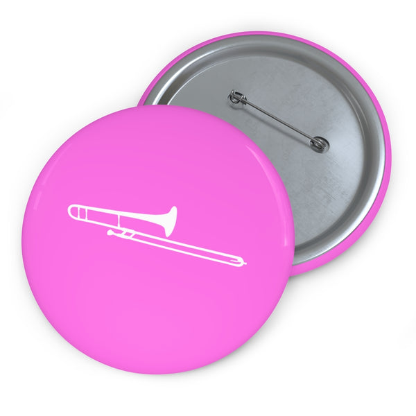 Trombone Silhouette - Pink Pin Buttons